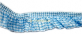 Elastisch ruche baby blauw ruitje 2,5cm