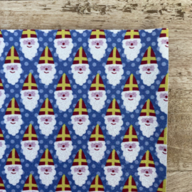 Leer sinterklaas hoofd blauw polkadot