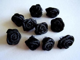 Roosjes zwart 1cm 10st