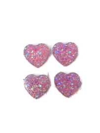 Flatback hartje glitter licht roze 1.5cm.