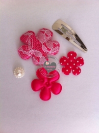 DIY Haarknipje's roze organza mini flatback