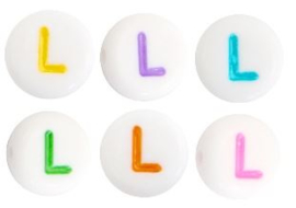 Letterkraal van acryl letter L Multicolor-Wit