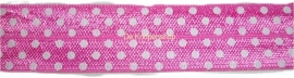 Elastisch biasband polkadot  roze