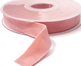 Velvet/fluweel band dusty pink/oud roze dubbelzijdig 1.5cm
