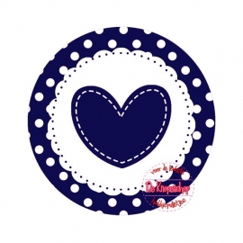 Flatback hartje navy polkadot