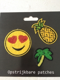 Patches Ananas/Palmboom/Emoticon opstrijkbaar