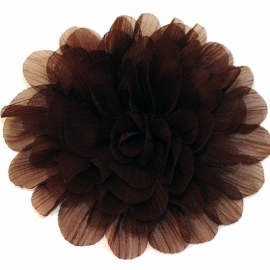 Stoffen satijn bloem bruin 9cm.
