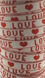 Sierband "Let love rule" wit/rood diy armbandjes