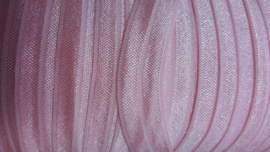 Elastisch biasband licht roze parelmoer (haarband)  1,5cm