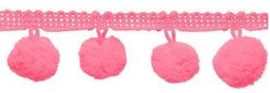 Pompomband knal roze 2cm