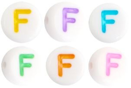 Letterkraal van acryl letter F Multicolor-Wit