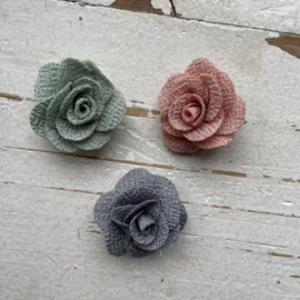 Bloem organza roos diverse kleuren 3cm