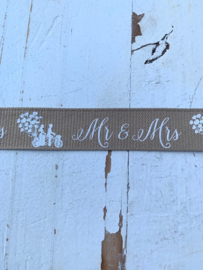 Sierband tekst Mr & Mrs  2.5 cm zwart