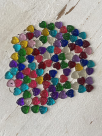 Flatback glitter hartje, diverse kleuren. 1.2cm.