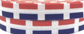 Elastische vlaggetjes horizontaal rood-wit-blauw biasband (haarband)