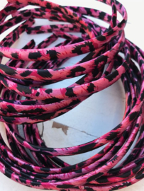 Diadeem tijger/panter fel roze-zwart 1cm