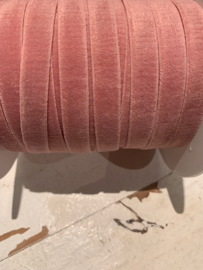 Elastisch haarband velvet dusty pink/oud roze 1cm ?