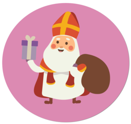 Flatback Sinterklaas met jutte zak roze