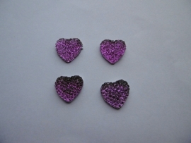 Flatback hartje glitter paars/lila 1.5cm.