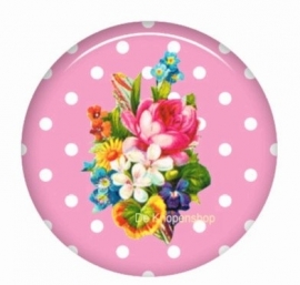 Flatback bloemen polka dot roze (k127)