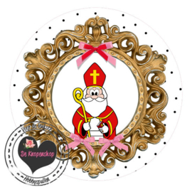 Flatback  sinterklaas frame wit polkadot