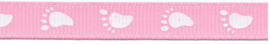 grosgrain band baby voetjes  licht roze / wit