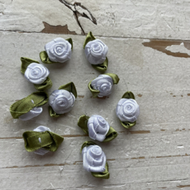 Roosje met blad offwhite 2.2cm.