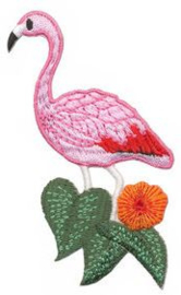 Opstrijkbare applicatie flamingo bloem