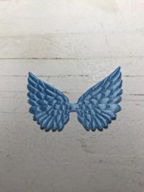 Vleugels licht blauw satijn 7x4.5cm.