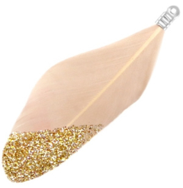 Veertjes dip-dye glitter beige gold-goud