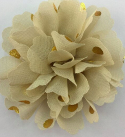 Bloemen chiffon off white polkadot goud 7cm.