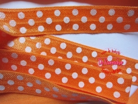 Haarband elastiek oranje polkadot 1,5 cm