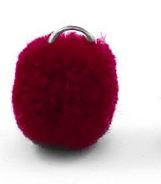 Pompom bedel bordeaux met oog zilver