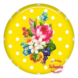 Flatback bloemen polka dot geel (k125)