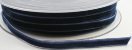 Velvet/fluweel band donkerblauw  6 mm