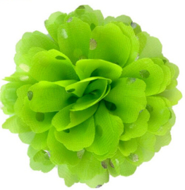 Bloem chiffon lime polkadot goud 10cm.