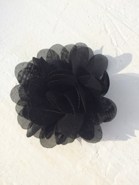 Chiffon bloem zwart 7cm.