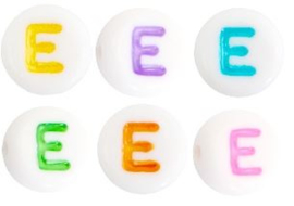 Letterkraal van acryl letter E Multicolor-Wit