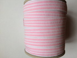 Elastisch roze wit gestreept 1,8 cm