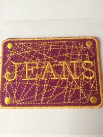 Opstrijk applicatie JEANS fuchsia glitter