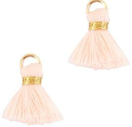 Kwastje Ibiza/bohemian  style 1.5cm Gold-pastel zalm