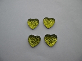 Flatback hartje glitter geel 1.5cm.