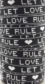 Sierband "Let love rule" wit/zwart diy armbandjes