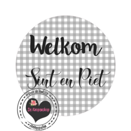 Flatback Welkom sint en piet  grijze ruit