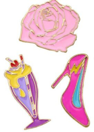 Broches/Pins pink Bloem-hakschoen-sorbet