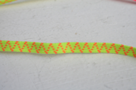 Skinny haarband elastiek neon geel met neon oranje motief