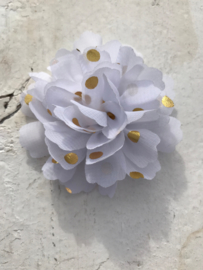 Bloemen chiffon 7 cm wit polkadot goud