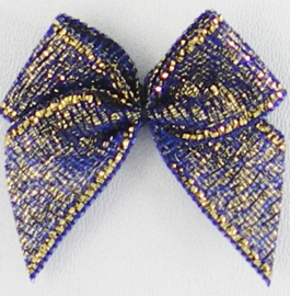 Strikje metallic Blauw/goud 2.4cm.