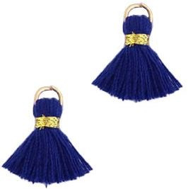 Kwastje Ibiza/bohemian  style 1.5cm Gold-donkerblauw