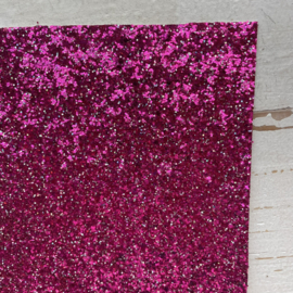 Leer grof glitter zilver fuchsia